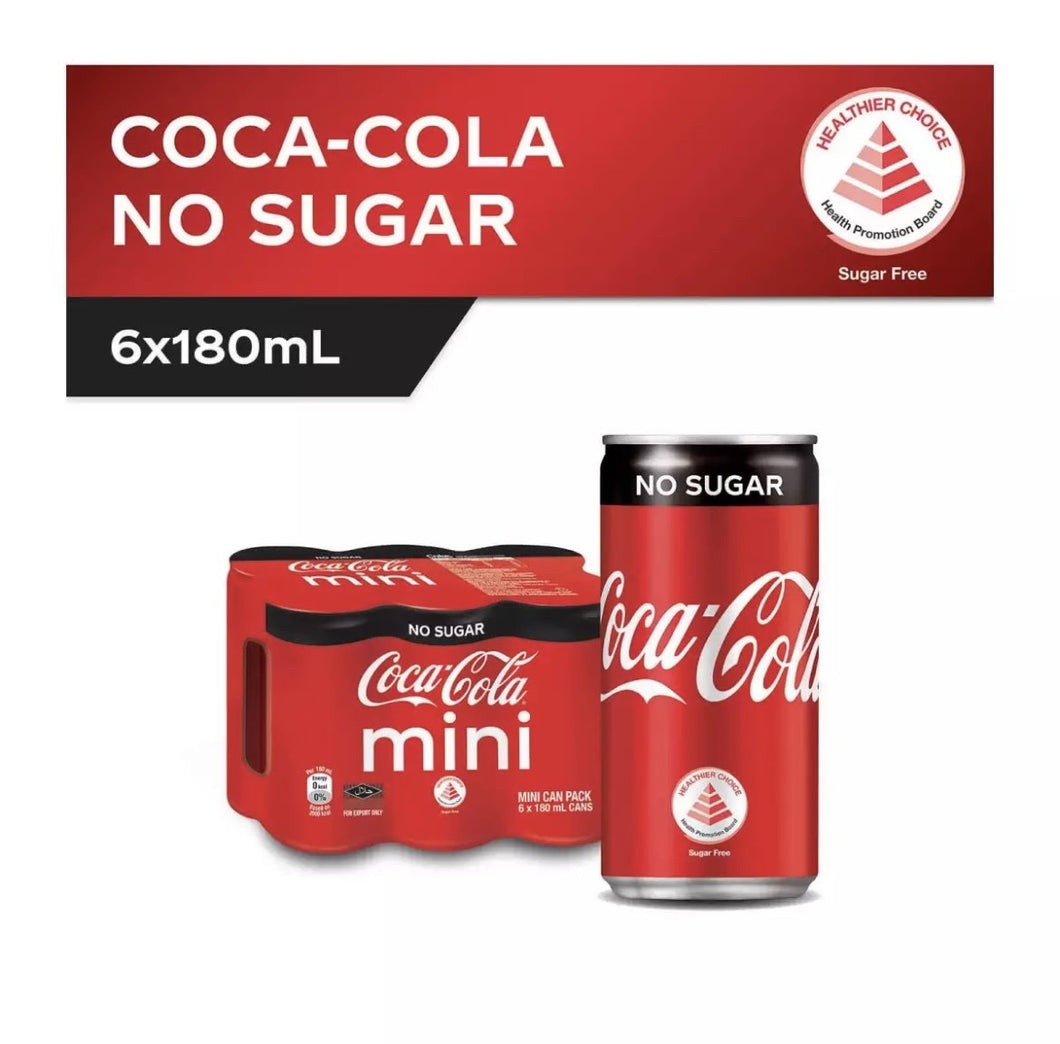 COCA COLA No Sugar Mini Cans 6x180ml