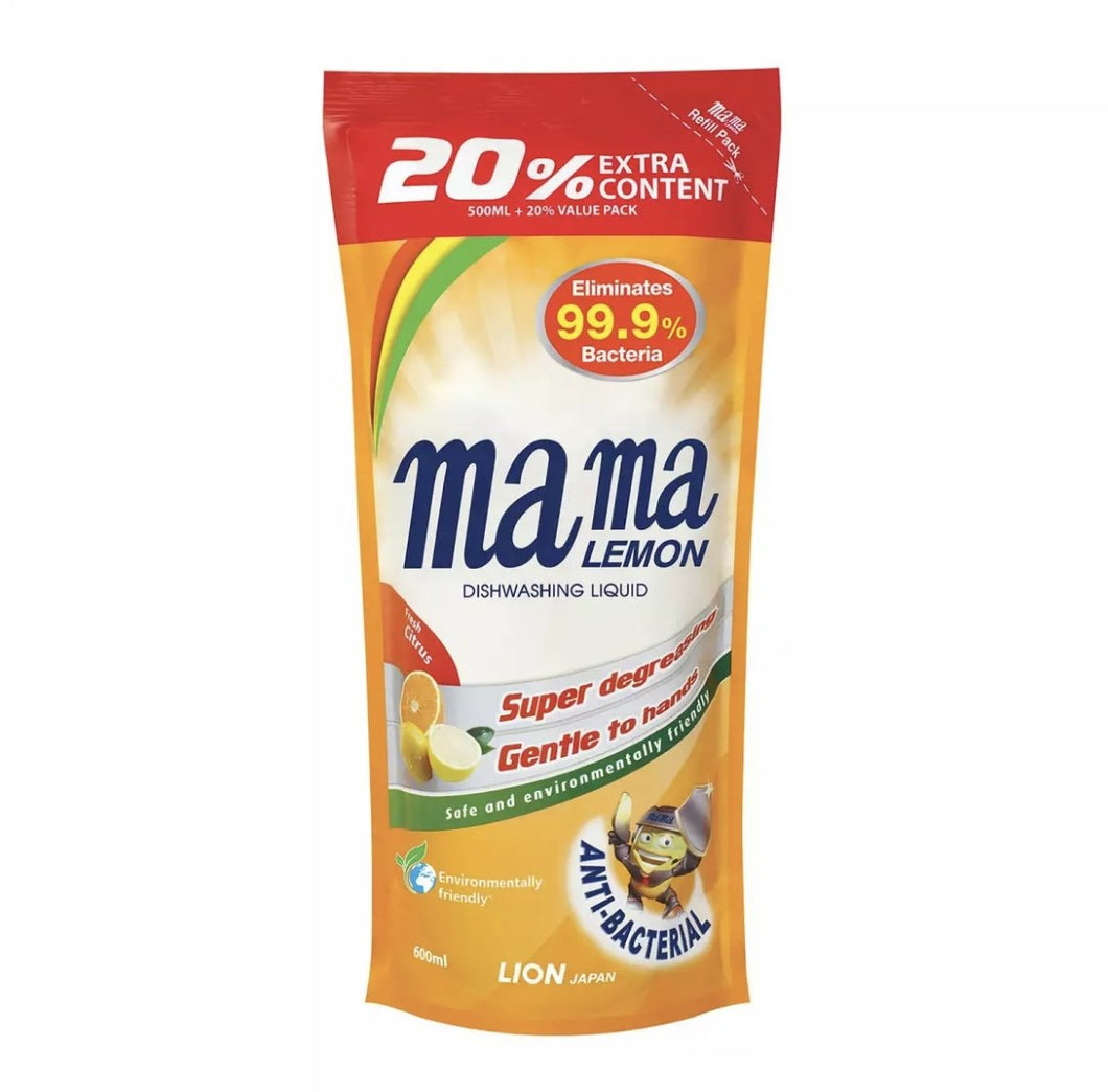 MAMA LEMON Anti Bacterial Citrus Dishwashing Liquid Refill 600ml