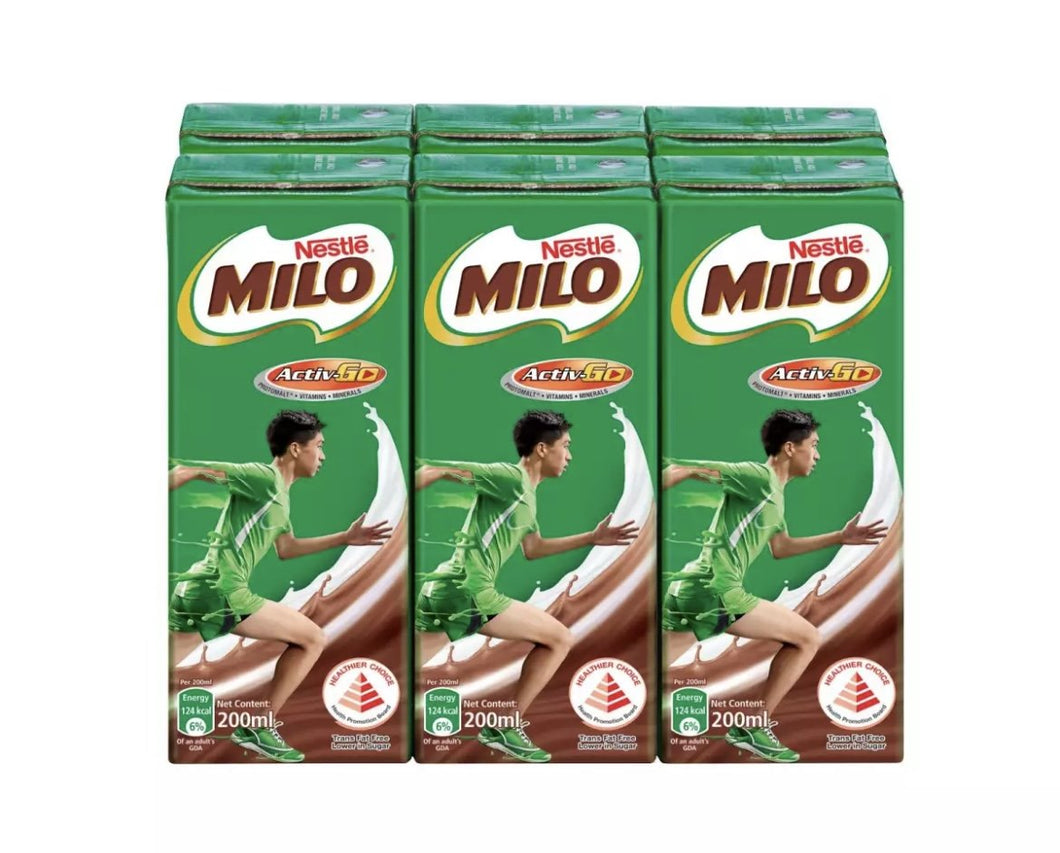 NESTLE MILO Activ-Go Chocolate Malt Drink Pack 6x200ml